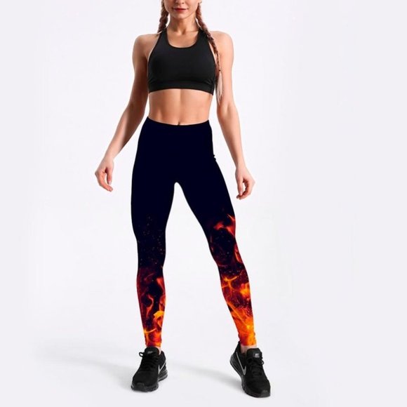 Fire flame Printing Stretchy Leggings - Picture 2 of 4